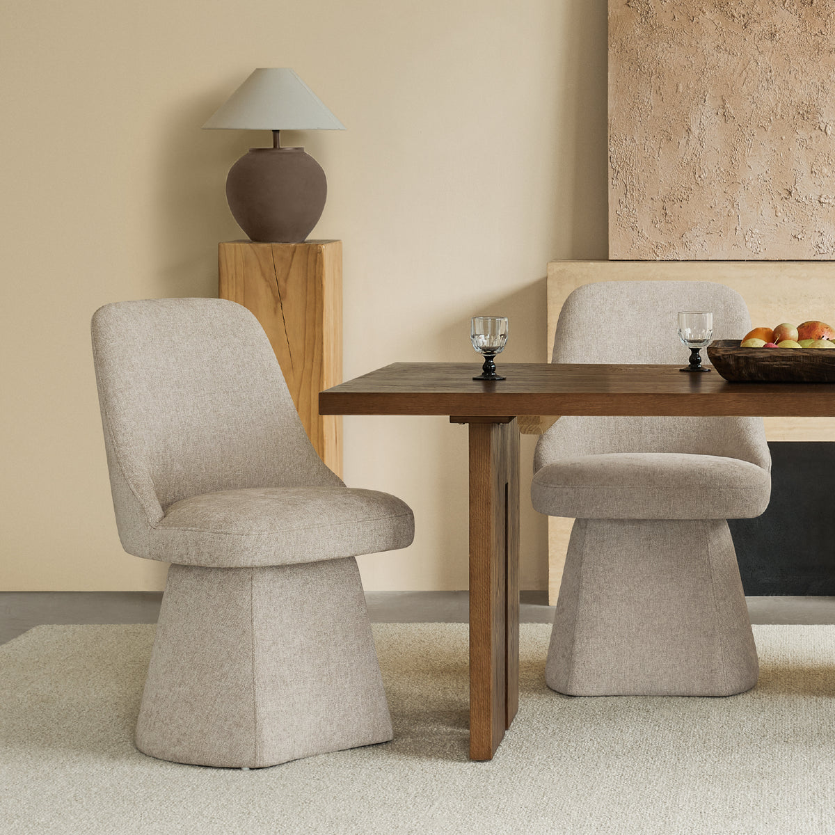 CHITA Upholstered Swivel Dining Chair for Dining Room & Kitchen, Set of 2, Khaki Fabric
