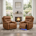 ReNest Power Recliner Chair, Electric Genuine Leather Recliner with Power Headrest, Dual Motor, Lay Flat, USB Type-C Charging, Cup Holders, Saddle