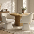 ReNest Swivel Dining Chairs with Arms, Curved Backrest, Upholstered Chenille, Oatmeal