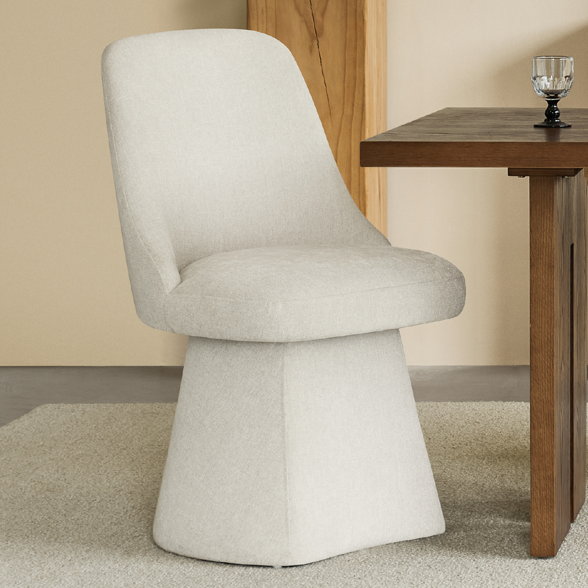 CHITA Upholstered Swivel Dining Chair for Dining Room & Kitchen, Single, Linen Fabric
