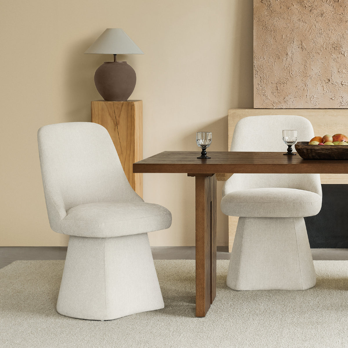 CHITA Upholstered Swivel Dining Chair for Dining Room & Kitchen, Set of 2, Linen Fabric