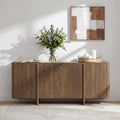 ReNest 66" Buffet Cabinet, Curved Storage Sideboard with 4 Doors, Adjustable Shelves & Cable Management, Walnut