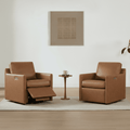 CHITA Power Swivel Recliner Chair, Upholstered Armchair with USB & Type-C Charging Ports, Adjustable Footrest, Saddle Brown Faux leather