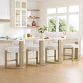 ReNest 27'' Counter Stools Set of 4 with Backrest, Mid-Century Modern Boucle Counter Height Stools, Upholstered Seat & Back, Solid Wood Frame, Light Grey & Pearl