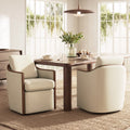 ReNest Upholstered Dining Chairs Set of 2 with Hidden Casters, Modern Swivel Barrel Dining Chairs with Curved Backrest and Solid Wood Trim, Chenille Dining Chairs for Dining Room and Kitchen, Cream