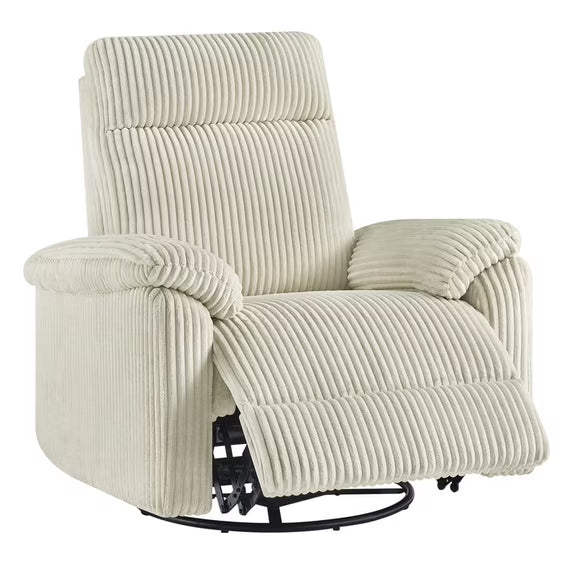 ReNest Manual Swivel Glider Recliner Chair, 360° Swivel Nursery Chair with Adjustable Recline, Nursing & Living Room Recliner,Cream