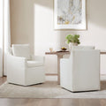 Hailey Dining Arm Chair with Caster Wheels Fabric Fully Assembled