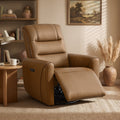 ReNest Swivel Power Recliner Chair, Genuine Leather Recliner with Dual Motors, USB & Type-C Charging Port, Power Headrest, Saddle
