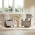 ReNest Swivel Power Recliner Chair with Power Headrest, USB & Type-C Charging Ports, Built-In Nightlight, for Living Room & Bedroom, Khaki Fabric