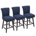 CHITA Swivel Counter Height Bar Stools with Faux Leather, 26 inch, Dark Blue