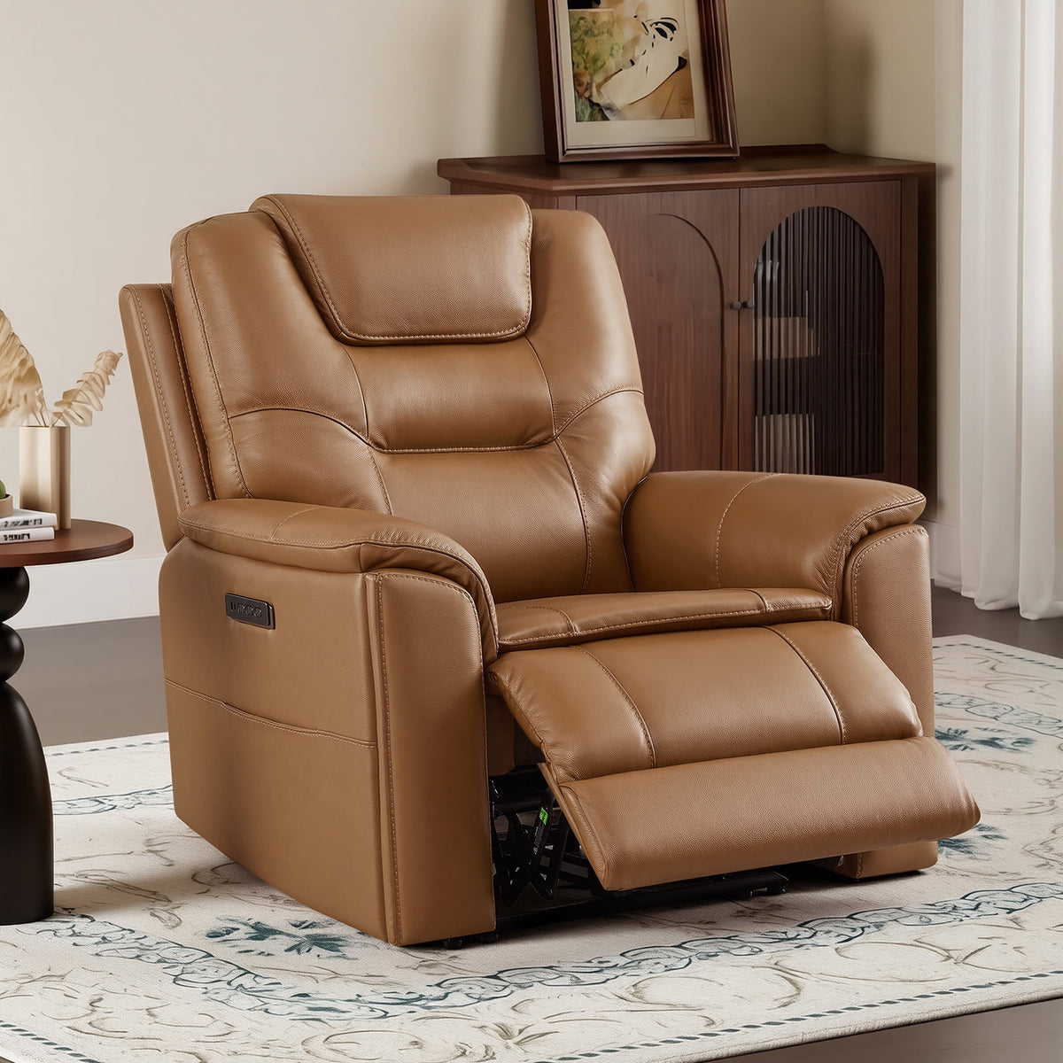 ReNest Zero Gravity Power Recliner, Genuine Top-Grain Leather, Triple Motor, Power Headrest & Lumbar, USB & Type-C, Saddle, Single