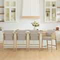 ReNest Modern Farmhouse 26" Counter Height Bar Stools, Upholstered Barstools with Backrest & Woven Paper Cord Arms for Kitchen Island, Taupe, Set of 4
