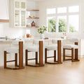 ReNest 27'' Counter Stools Set of 4 with Backrest, Mid-Century Modern Boucle Counter Height Stools, Upholstered Seat & Back, Solid Wood Frame, Walnut & Pearl