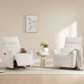 ReNest Swivel Power Recliner Chair, Nursery Glider Recliner with Power Headrest, USB & Type-C Charging Ports, Removable Lumbar Pillow, Cream Fabric