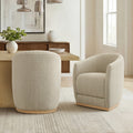 ReNest Rolling Dining Chairs Set of 2 with Arms, Upholstered Barrel Back, 360¡ã Casters, Oatmeal Fabric