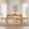 ReNest Windsor Dining Chairs Set of 4, Solid Wood Frame with Plywood Seat, Oak Veneer, Firm Spindle Back, Oak