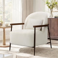CHITA Modern Upholstered Accent Chair with Solid Wood Arms, Removable Lumbar Pillow and Metal Frame for Living Room, Bedroom & Reading Nook, Cream & Walnut, Single