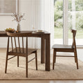ReNest Windsor Dining Chairs Set of 2, Solid Wood Frame with Plywood Seat, Oak Veneer, Firm Spindle Back, Walnut