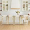 ReNest Modern Farmhouse 26" Counter Height Bar Stools, Upholstered Barstools with Backrest & Woven Paper Cord Arms for Kitchen Island, Cream, Set of 4