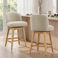 ReNest 26" Swivel Counter Height Bar Stools, Modern Upholstered Counter Stools with Back and Wood Legs for Kitchen Island & Home Bar, Sand Fabric, Set of 2