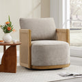 ReNest Mid-Century Modern Braid Swivel Accent Chair, Upholstered Armchair with Paper Cord, Mink Fabric, Single