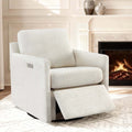 CHITA Power Swivel Recliner Chair, Upholstered Armchair with USB & Type-C Charging Ports, Adjustable Footrest, Cream Fabric, Single