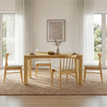 ReNest Windsor Dining Chairs Set of 4, Upholstered Spindle Back, Basketweave Fabric, Oak Wood Frame, Beige
