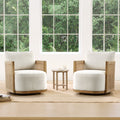 ReNest Mid-Century Modern Braid Swivel Accent Chair, Upholstered Armchair with Paper Cord, Linen Fabric, Set of 2