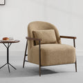 CHITA Modern Upholstered Accent Chair with Solid Wood Arms, Removable Lumbar Pillow and Metal Frame for Living Room, Bedroom & Reading Nook, Camel & Walnut, Single