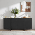 ReNest 66" Buffet Cabinet, Curved Storage Sideboard with 4 Doors, Adjustable Shelves & Cable Management, Black