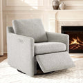 CHITA Power Swivel Recliner Chair, Upholstered Armchair with USB & Type-C Charging Ports, Adjustable Footrest, Light Grey Fabric, Single
