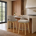 ReNest 27" Swivel Bar Stools, Upholstered Barstools with Wood Legs & Footrest, Counter Height Stools for Kitchen Island & Home Bar, Sand Fabric, Set of 2