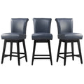 CHITA Swivel Counter Height Bar Stools with Fabric,26 inch Set of 2/3/4, Faux Leather in Navy Blue