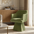 ReNest Swivel Dining Chair with Arms, Curved Backrest, Upholstered Chenille, Sage Green, Single