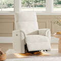 ReNest Swivel Power Recliner Chair with Power Headrest, USB & Type-C Charging Ports, Built-In Nightlight, for Living Room & Bedroom, Linen Fabric, Single