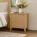 ReNest Wood Grain Nightstand, 2-Drawer Bedside Table with USB & Type-C Charging, Modern Storage Cabinet for Bedroom, Natural, Single