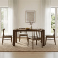 ReNest Windsor Dining Chairs Set of 4, Upholstered Spindle Back, Basketweave Fabric, Walnut Wood Frame, Silver Gray