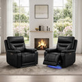 ReNest Power Recliner Chair, Electric Genuine Leather Recliner with Power Headrest, Dual Motor, Lay Flat, USB Type-C Charging, Cup Holders, Black