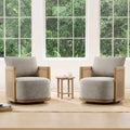 ReNest Mid-Century Modern Braid Swivel Accent Chair, Upholstered Armchair with Paper Cord, Mink Fabric, Set of 2