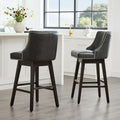 CHITA 30 inch Faux Leather Swivel Upholstered Counter Height Bar Stools with Full Back, Set of 2, Retro Gry