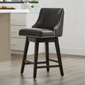 CHITA 26 inch Faux Leather Swivel Upholstered Counter Height Bar Stools with Full Back, Retro Gray