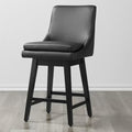 CHITA 26 inch Upholstered Swivel Fabric Counter Bar Stools with Back & Wood Legs,Faux Leather in Black