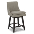 CHITA 26 inch Upholstered Swivel Faux Leather Counter Bar Stools with Back & Wood Legs, Stone Gray