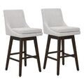 CHITA 30 inch Upholstered Swivel Fabric Counter Bar Stools with Back & Wood Legs Set of 2, Ivory White