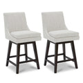 CHITA 26 inch Upholstered Swivel Fabric Counter Bar Stools with Back & Wood Legs Set of 2, Ivory White