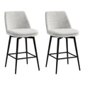 CHITA 27 inch Counter Height Swivel Bar Stools Low Back Set of 2, Metal Base, Faux Leather in Cloud