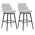 CHITA 30 inch Counter Height Swivel Bar Stools Low Back Set of 3, Metal Base, Fabric in Cloud
