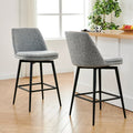 CHITA 27 inch Counter Height Swivel Bar Stools Low Back Set of 2, Metal Base, Fabric in Gray