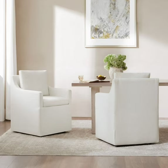 CHITA Modern Mobile Dining Arm Chairs with Casters Set of 2