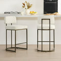 CHITA 26 inch Counter Height Bar Stool Set with Brass Frame Set of 2, Fabric in Linen